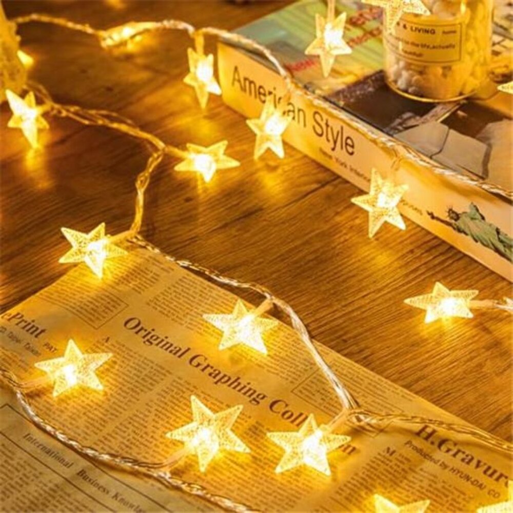 Star String Lights Battery Operated 50 LED Fairy Lights Timer Indoor Outdoor